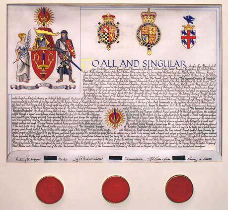 The Patent of Arms of the Imperial Society.
